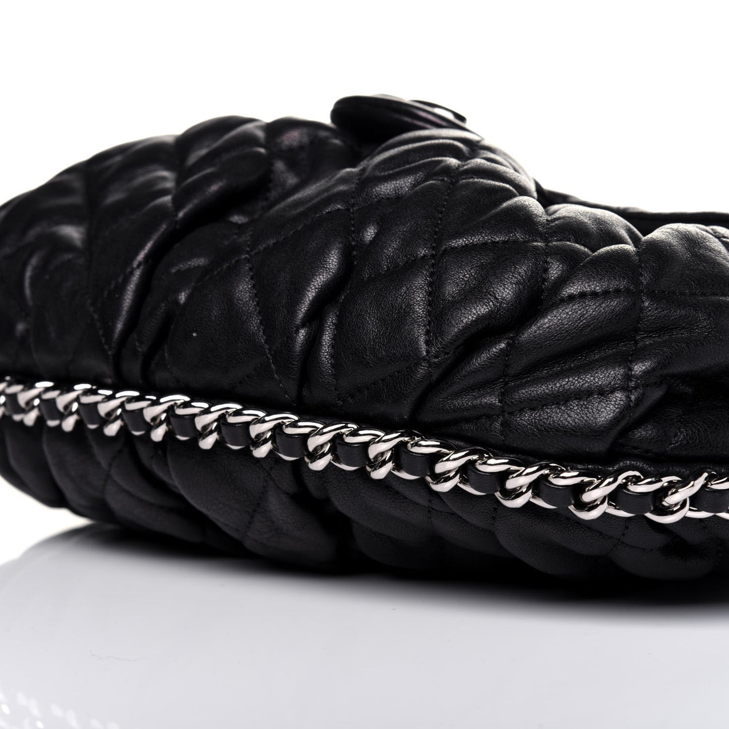 Washed Lambskin Quilted Mini Chain Around Flap Black