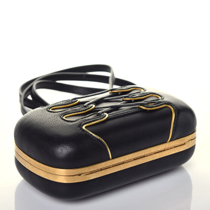 Alexander McQueen Calfskin Corset Skull Box Clutch Black 4 of 8