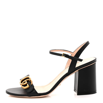 Gucci Lifford Calfskin GG Marmont Ankle Wrap 75mm Sandals 39 Black 1 of 10