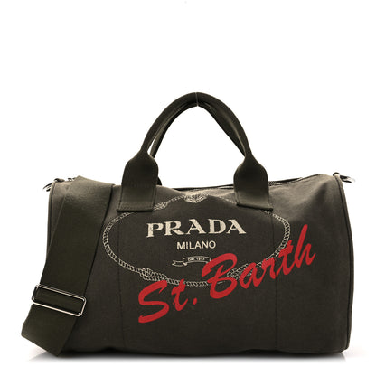 Prada Canapa Logo Saint Barth Boston Bag Militare 1 of 12