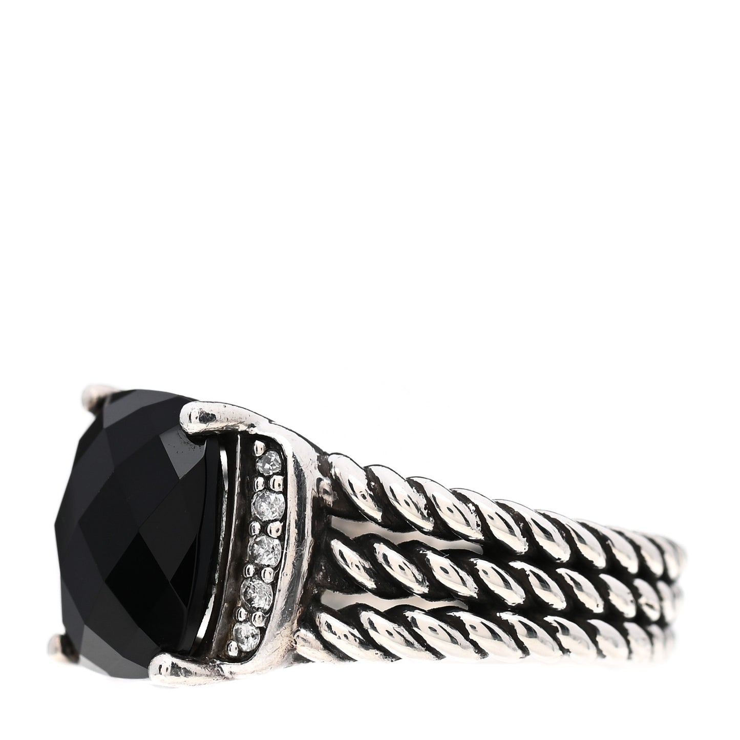 Sterling Silver Diamond Black Onyx 10mm Petite Wheaton Ring 49 4.75