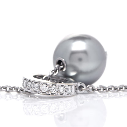 Mikimoto 18K White Gold Diamond Black South Sea Pearl 10mm Pearls In Motion Lariat Necklace 3 of 5