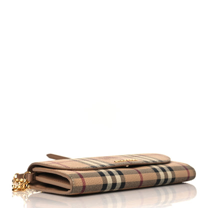 Burberry Haymarket Check Henley Wallet On Chain Mid Camel 4 of 10