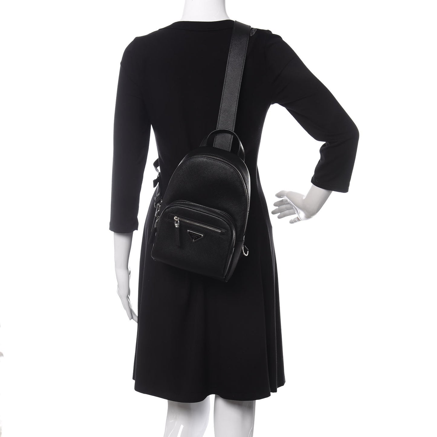 Saffiano Sling Backpack Black