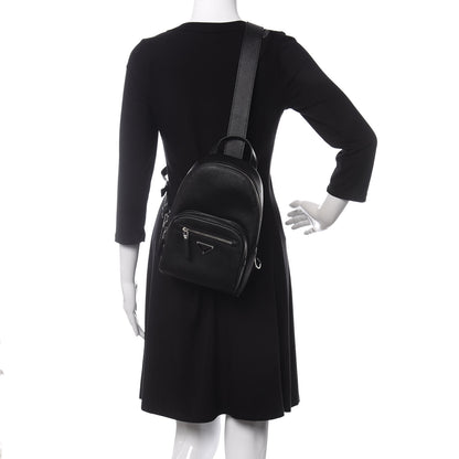 Prada Saffiano Sling Backpack Black 2 of 9