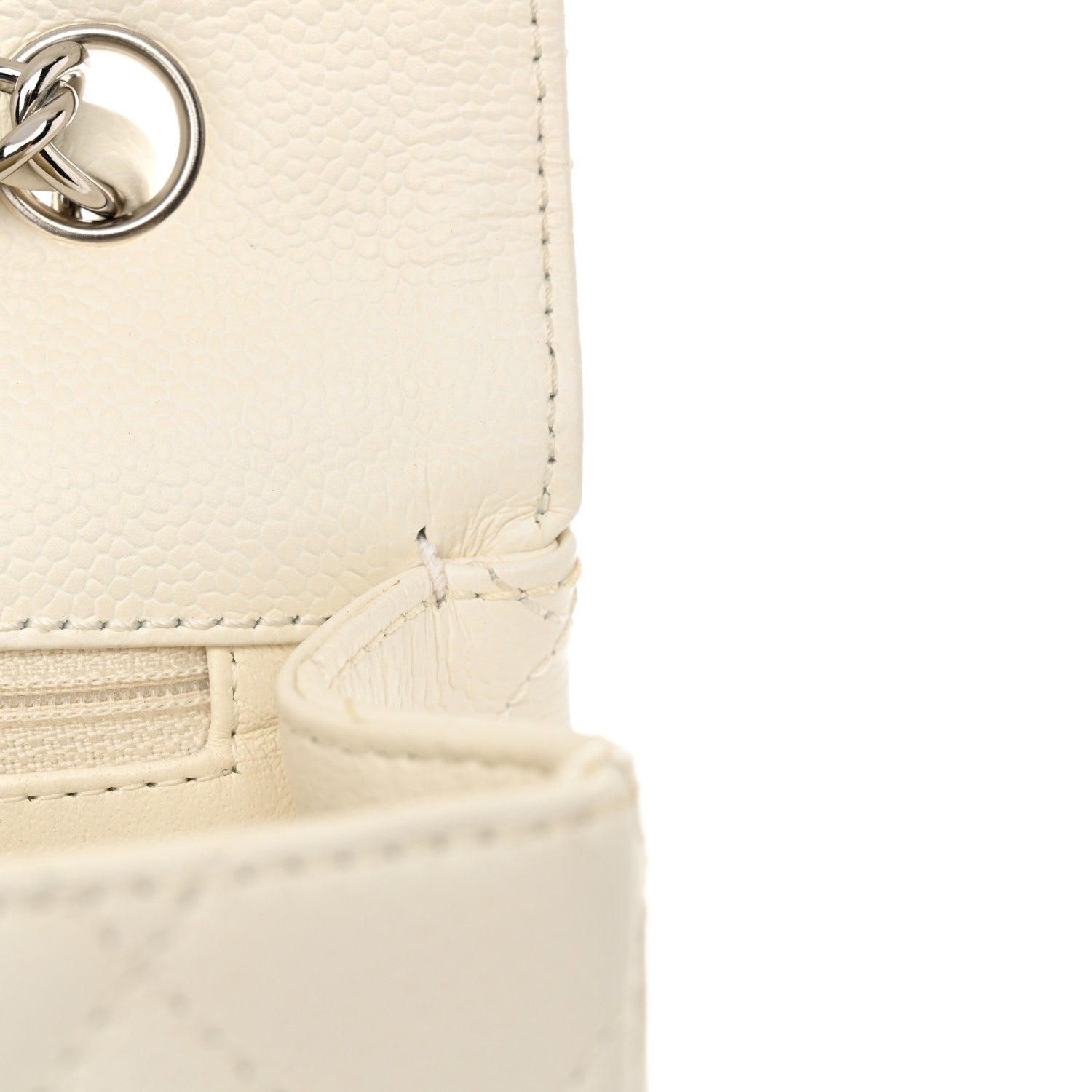 Chanel Caviar Quilted Jumbo Single Flap White 11 of 14
