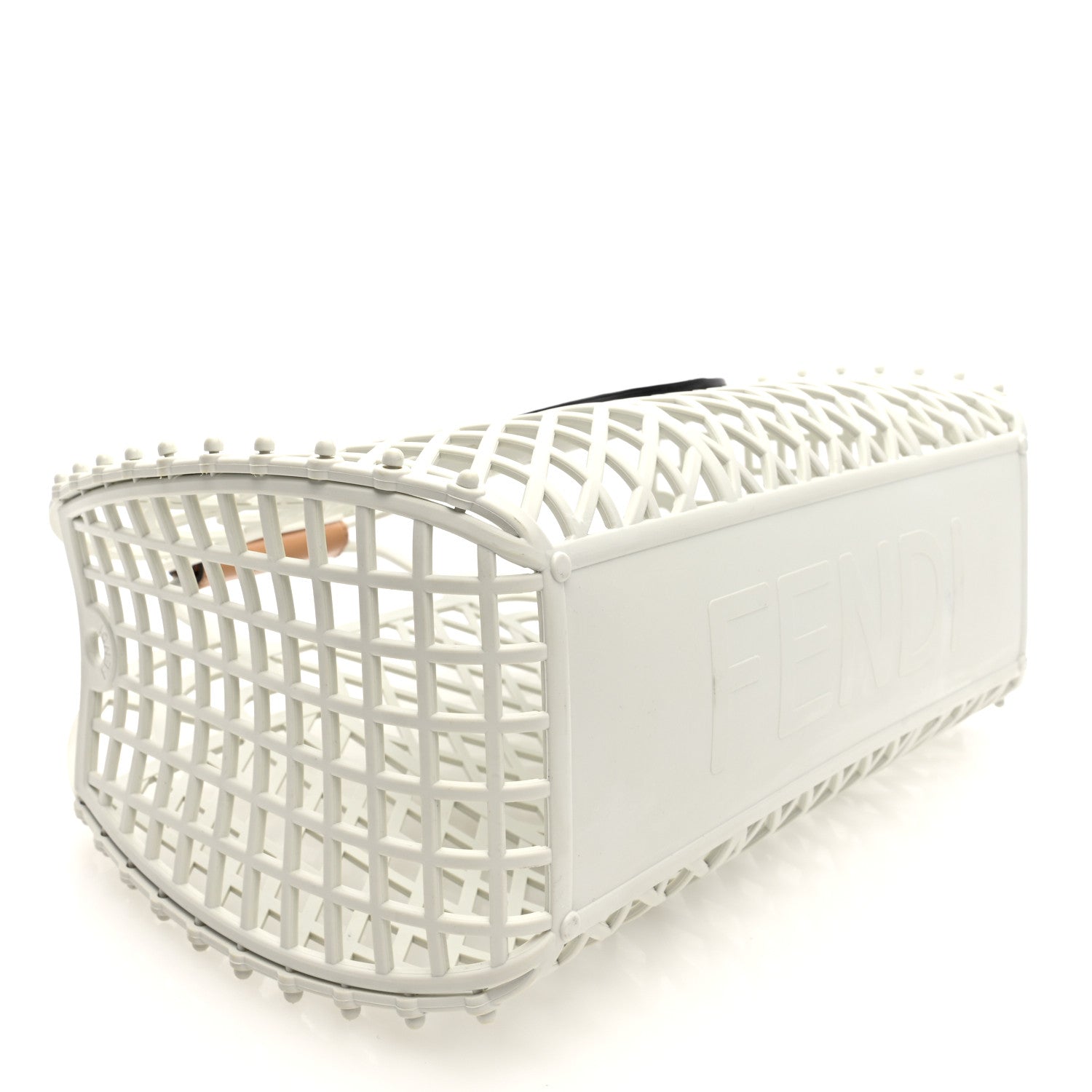 Fendi Recycled Plastic Vitello Liberty Matte Medium Fendi Basket White Ice Miele Scuro 4 of 10