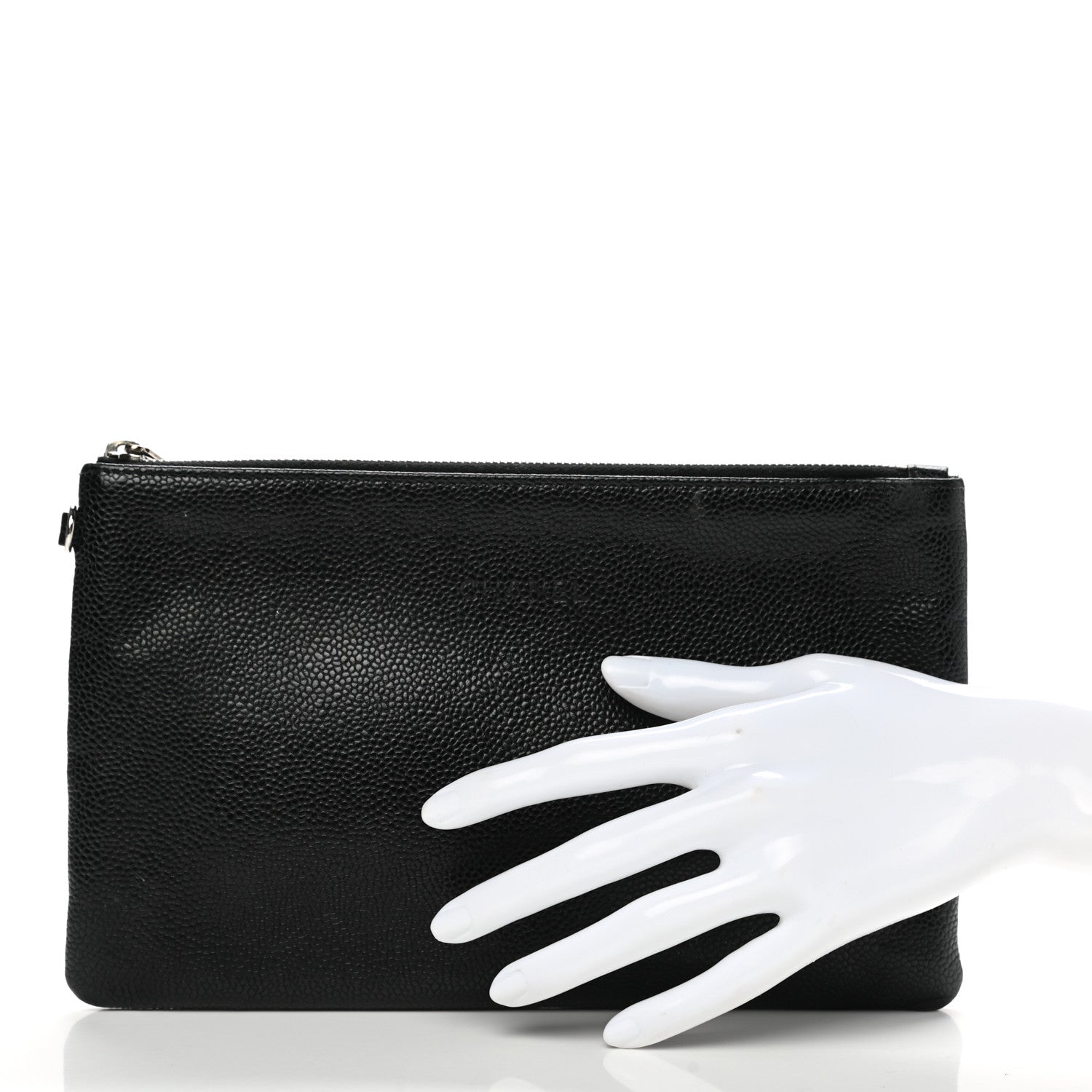 Chanel Grained Calfskin Shopping Fever Logo Zip Pouch Black 2 of 10
