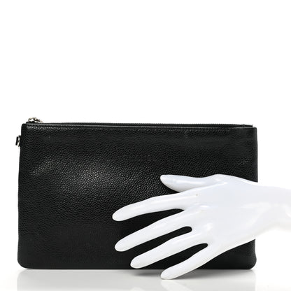 Chanel Grained Calfskin Shopping Fever Logo Zip Pouch Black 2 of 10
