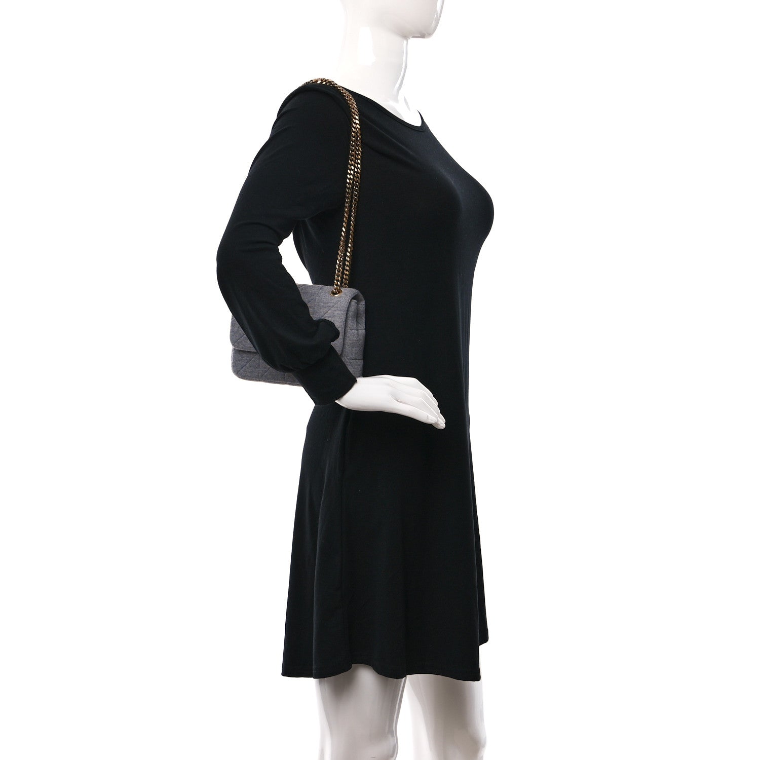 Saint Laurent Jersey Wool Patchwork Monogram Mini Jamie Baguette Grigio 2 of 8