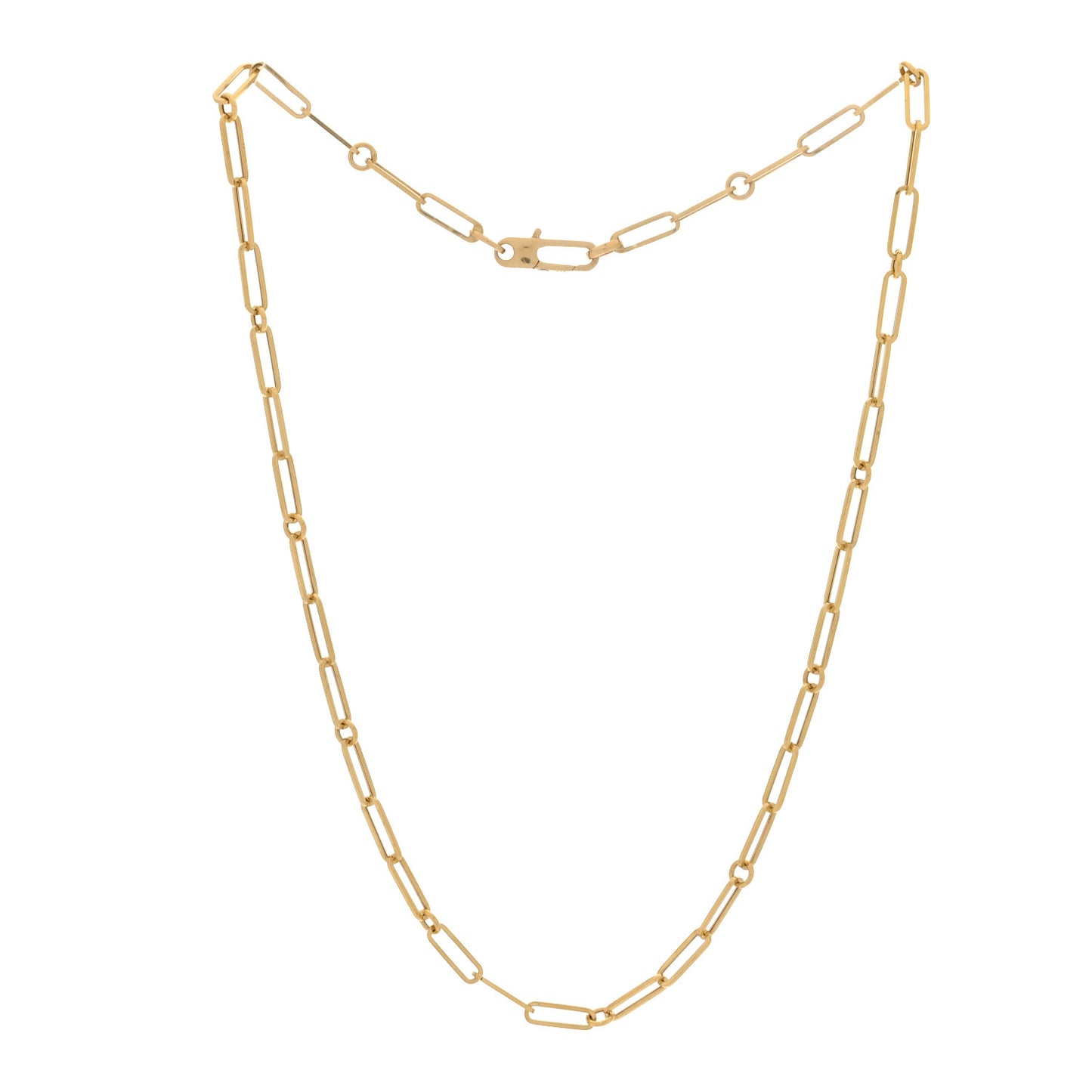 18K Yellow Gold Paper Clip Link Necklace