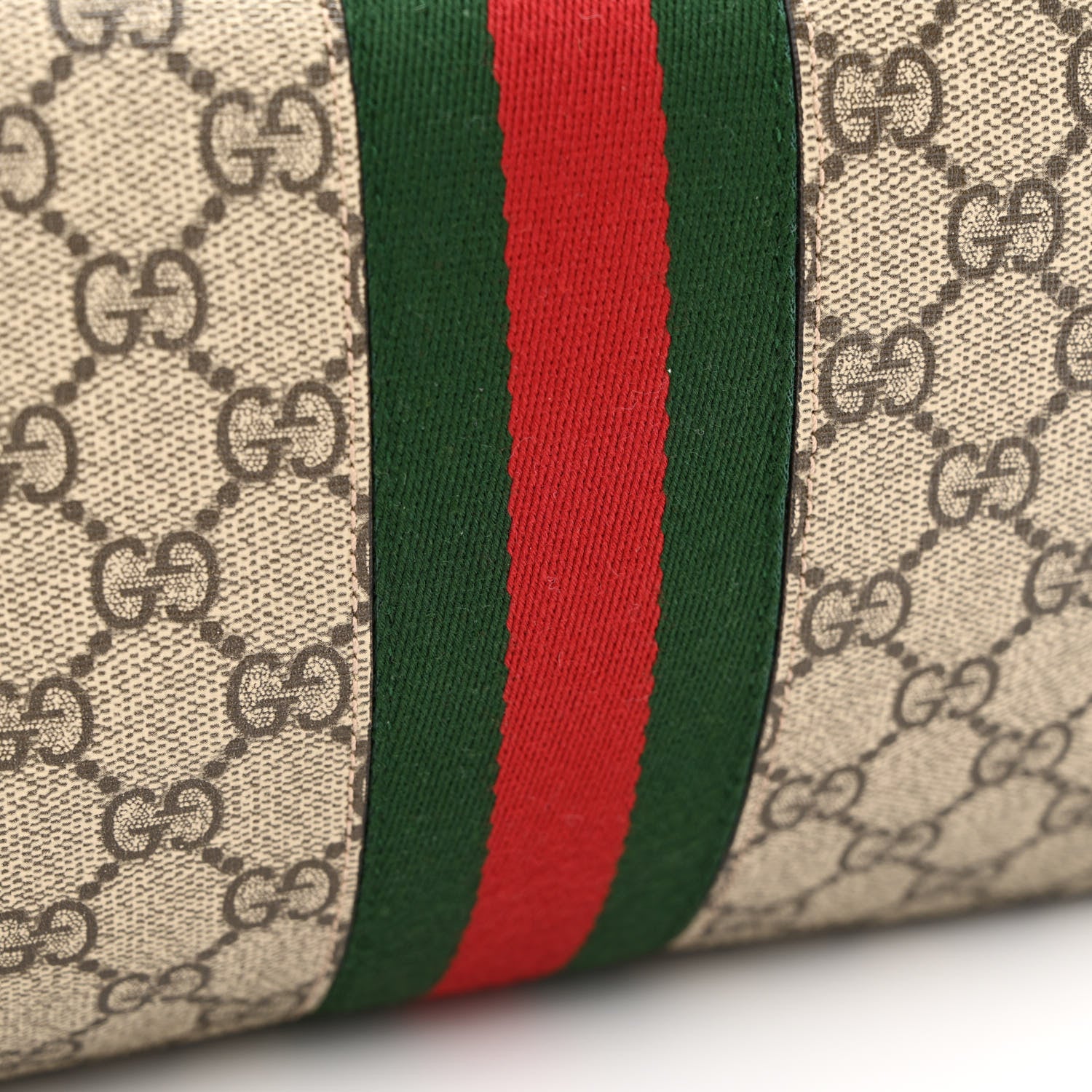 Gucci GG Supreme Monogram Textured Calfskin Web Medium Ophidia Shopping Tote Beige Ebony New Acero 11 of 13