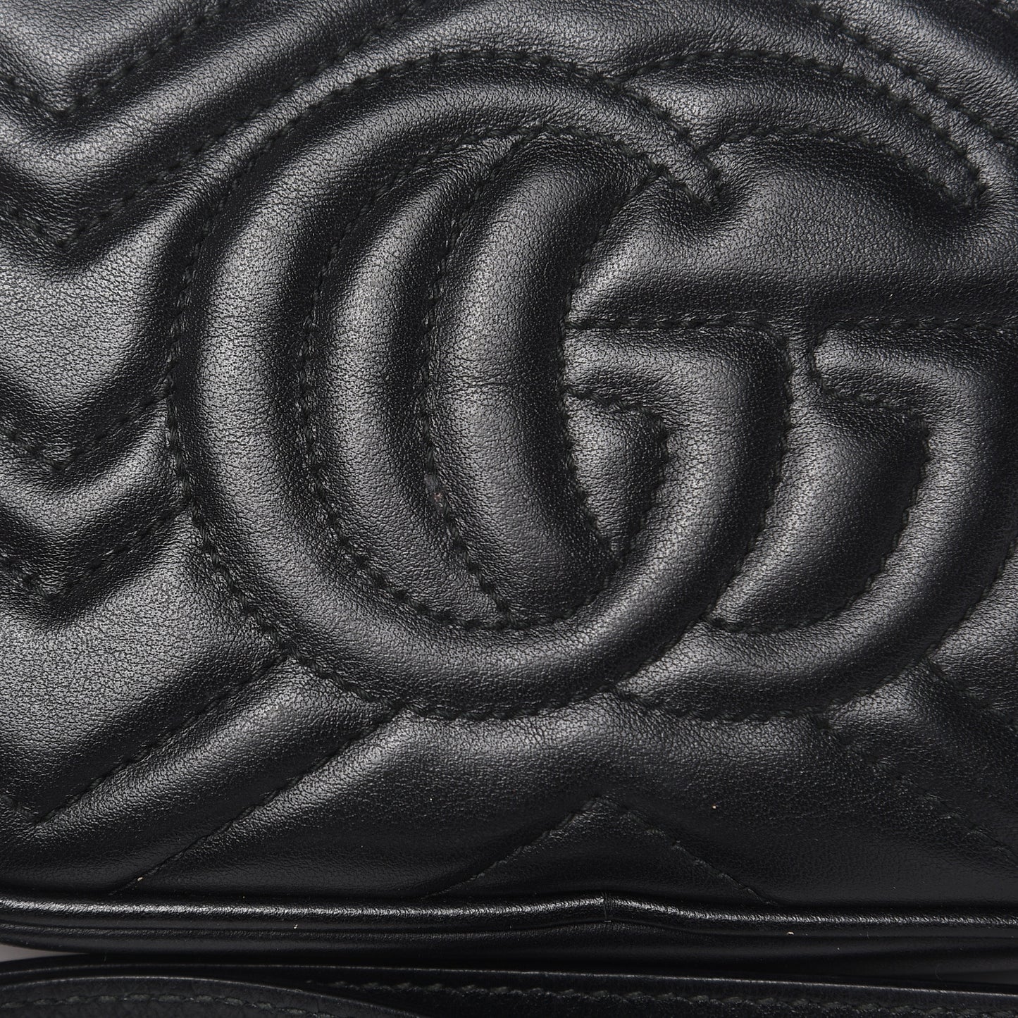 Calfskin Matelasse Mini GG Marmont Chain Shoulder Bag Black