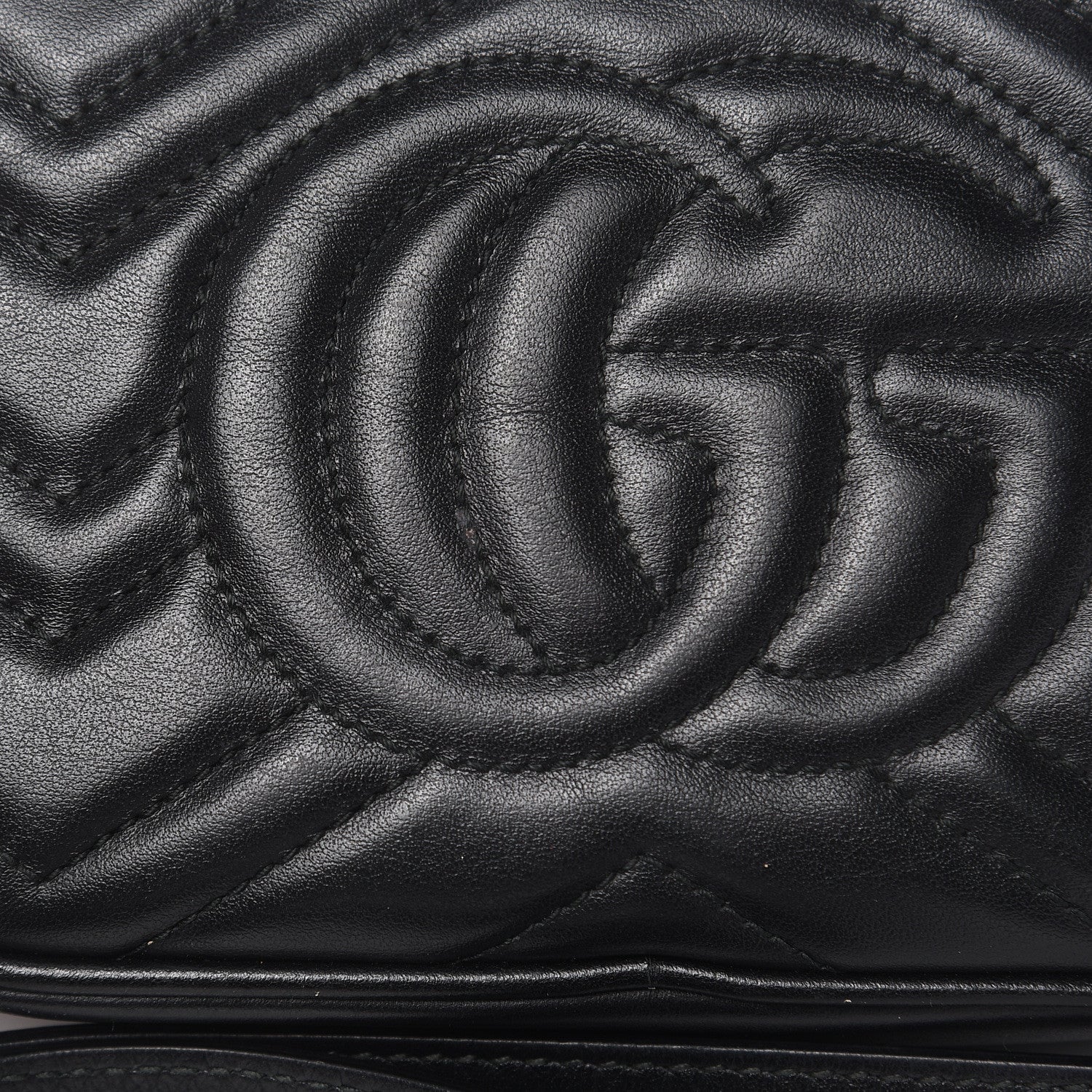 Gucci Calfskin Matelasse Mini GG Marmont Chain Shoulder Bag Black 12 of 13