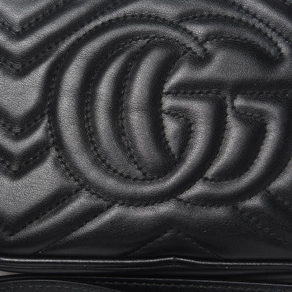 Gucci Calfskin Matelasse Mini GG Marmont Chain Shoulder Bag Black 12 of 13