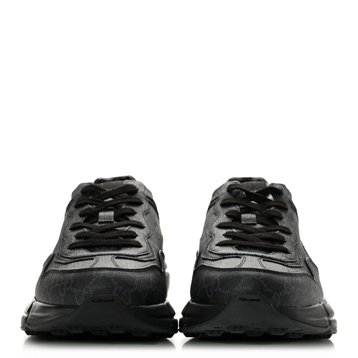 Gucci GG Supreme Monogram Mens Rhyton Sneakers 10 Black 3 of 10