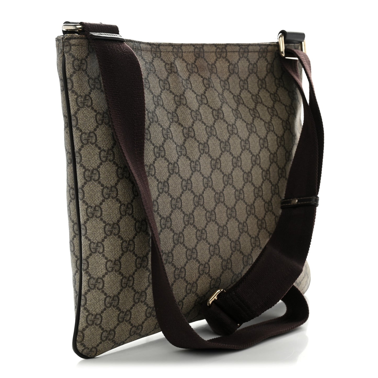 GG Supreme Monogram Medium Flat Messenger Bag Dark Brown