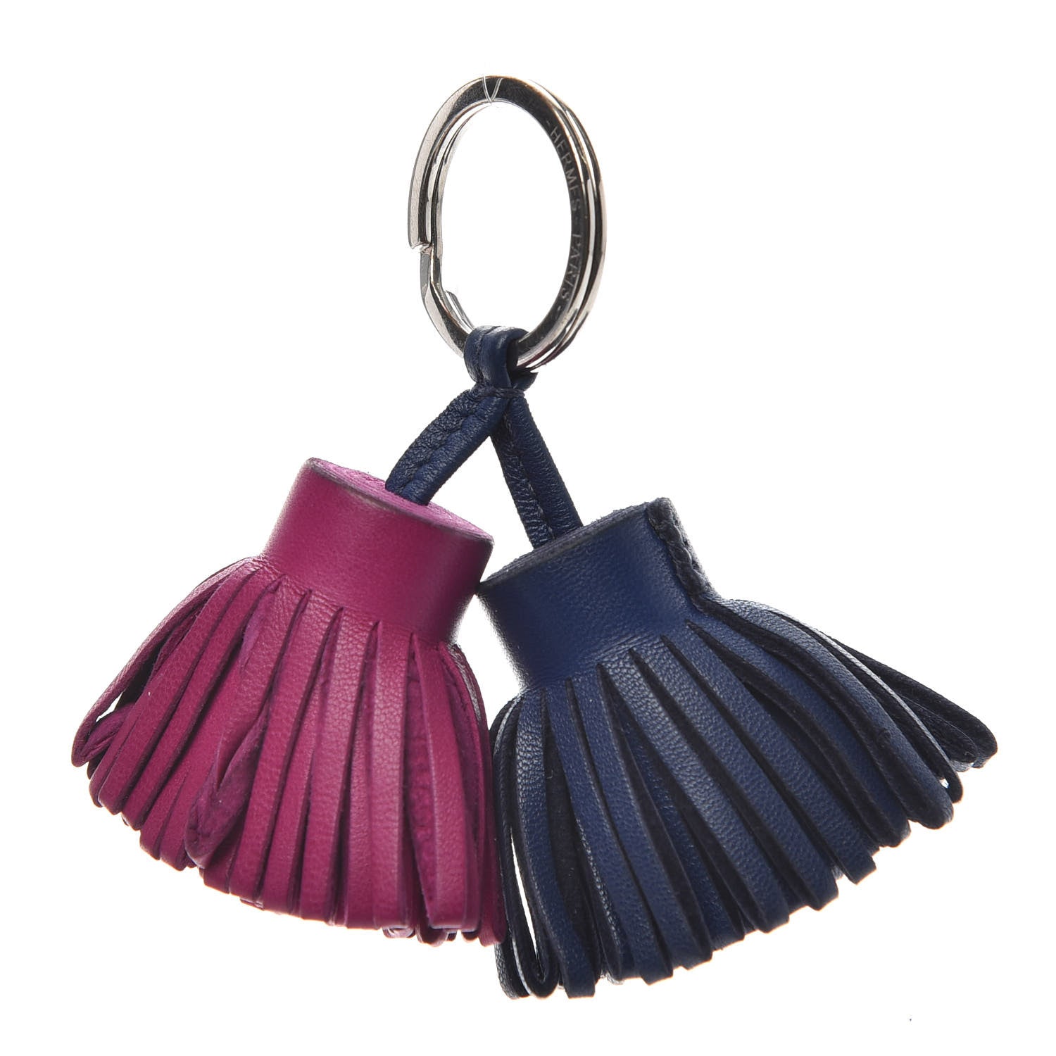 Hermes Lambskin Carmen Uno-Dos Key Holder Bleu Saphir Rose Pourpre 1 of 3