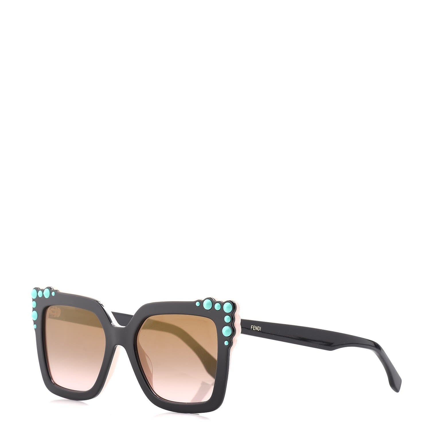 Fendi Studded Square Cat Eye Sunglasses FF 0260/S Black Pink 1 of 8