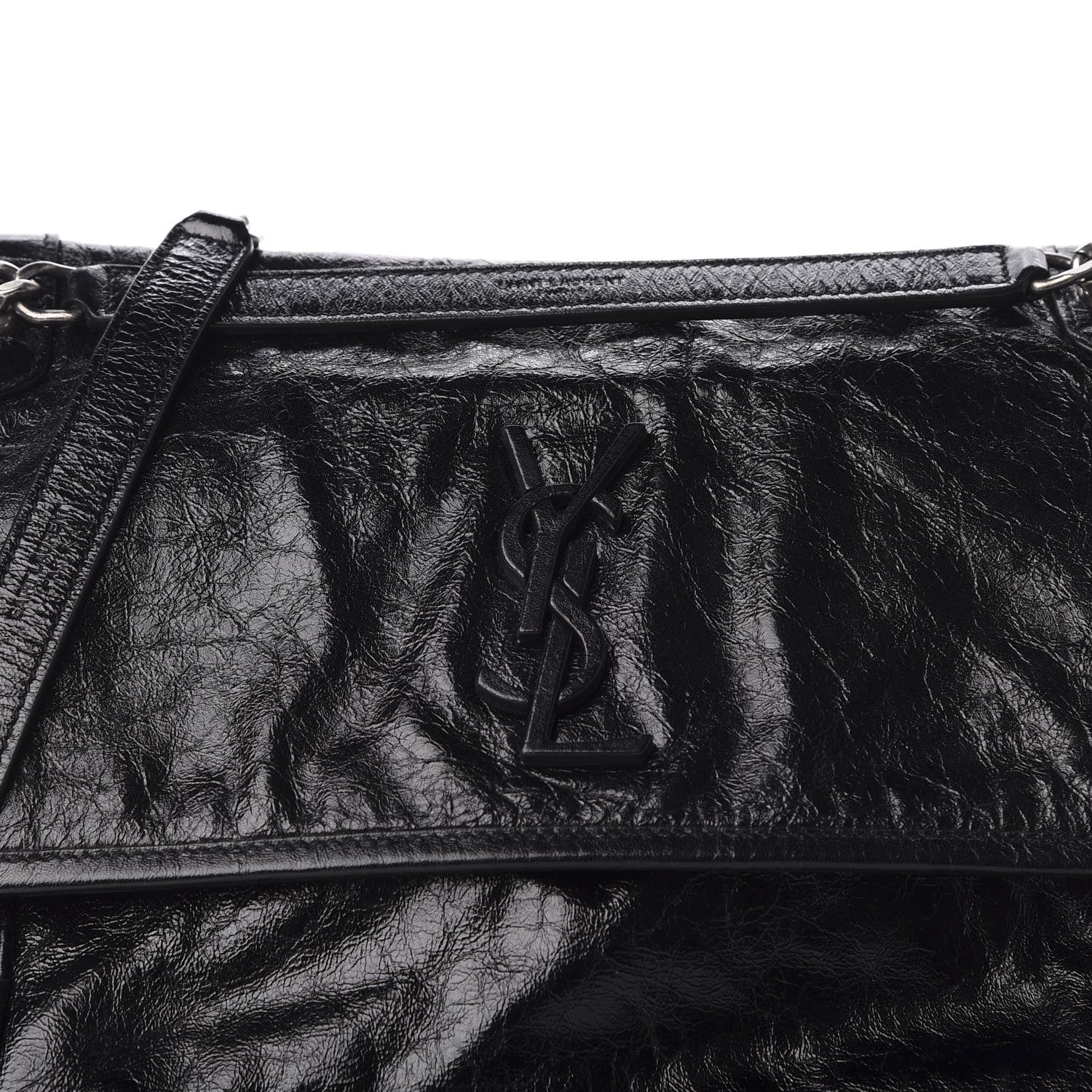 Saint Laurent Crinkled Calfskin Matelasse Monogram Medium Niki Chain Satchel Black 10 of 10