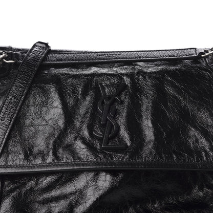 Saint Laurent Crinkled Calfskin Matelasse Monogram Medium Niki Chain Satchel Black 10 of 10