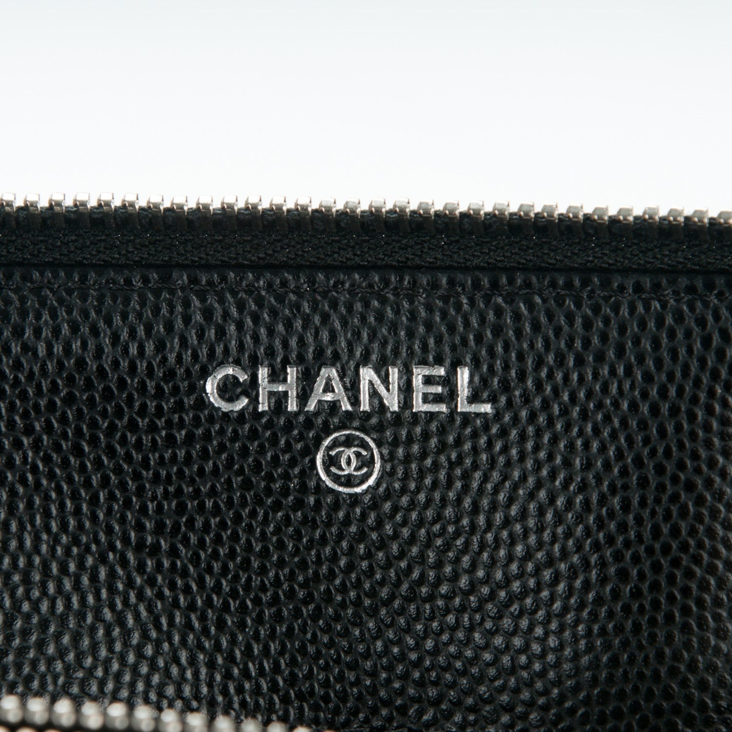 Chanel Caviar Chevron Quilted Large Zipped Clutch Black 6 of 8