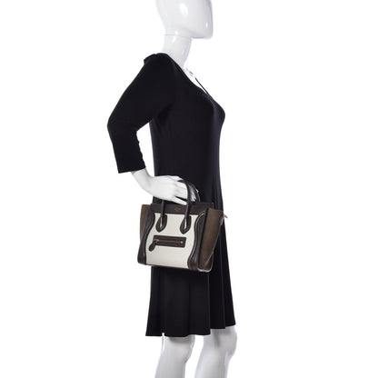 Celine Bullhide Calfskin Suede Nano Tri-Color Luggage White 3 of 14