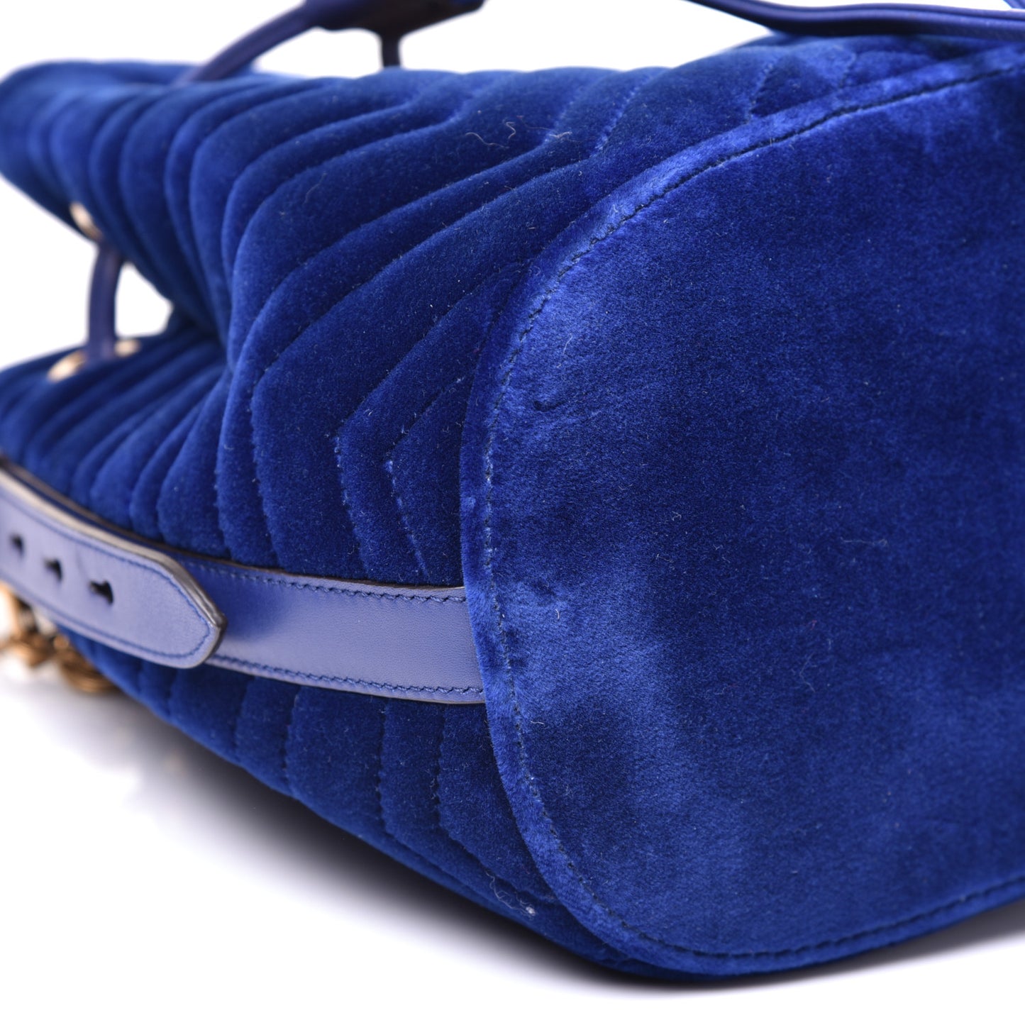 Velvet Matelasse GG Marmont Bucket Bag Cobalt Blue