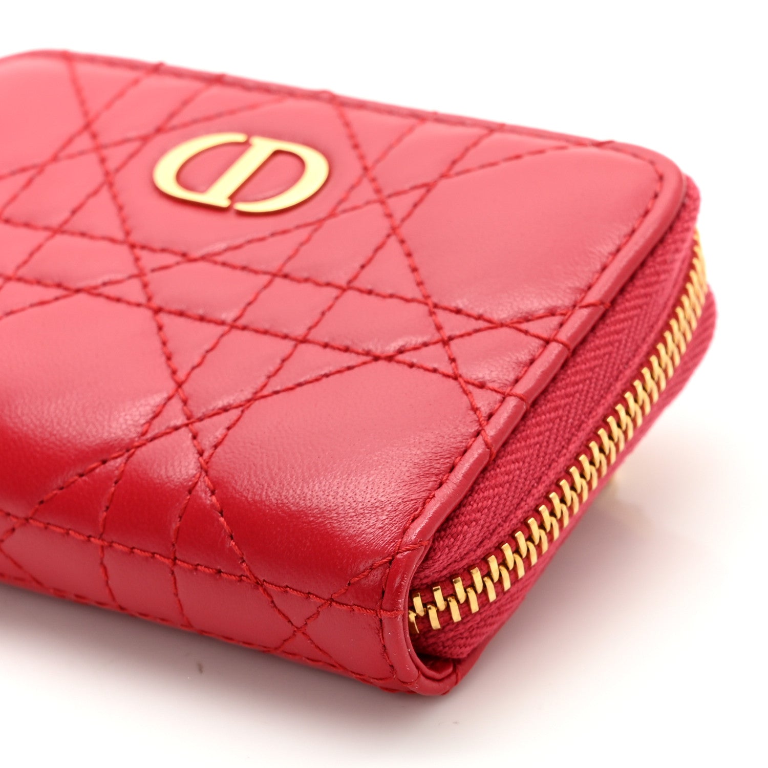 Christian Dior Lambskin Cannage Mini Caro Zipped Pouch Raspberry 10 of 11