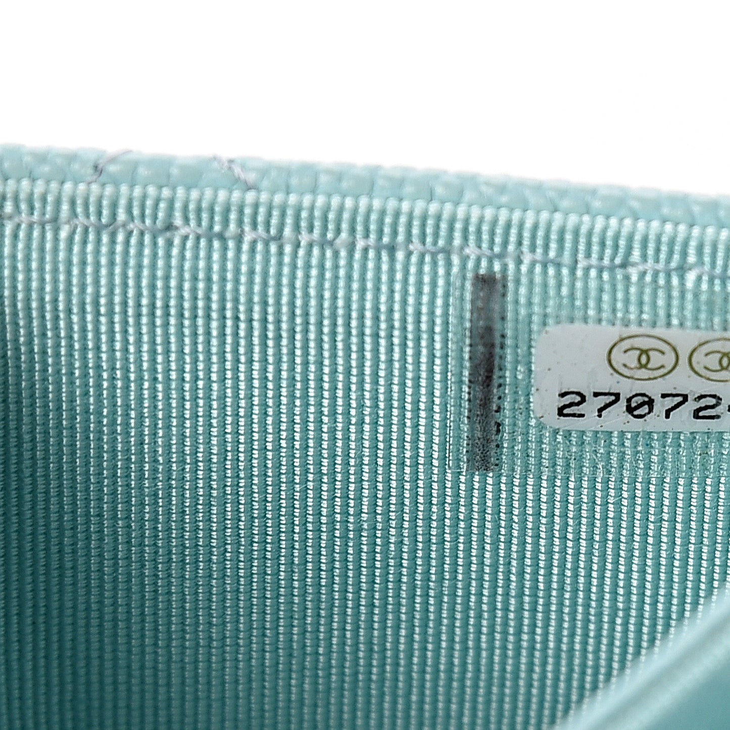 Caviar Quilted Flap Card Holder Light Blue