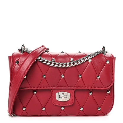Miu Miu Pattina Nappa Crystal Studded Borchie Flap Bag Rubino 1 of 9
