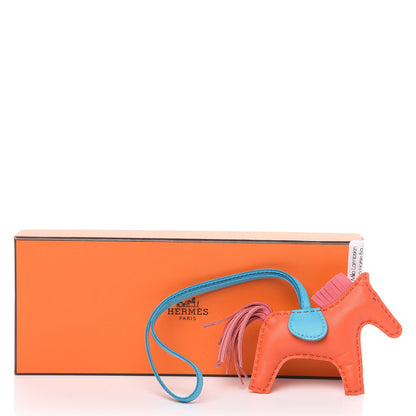 Hermes Milo Lambskin Grigri Rodeo Horse Bag Charm PM Orange Poppy Rose Azalee Bleu Azteque 4 of 4