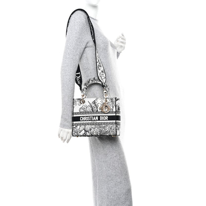 Christian Dior Toile de Jouy Voyage Embroidered Medium Lady D-Lite White Multicolor 2 of 11
