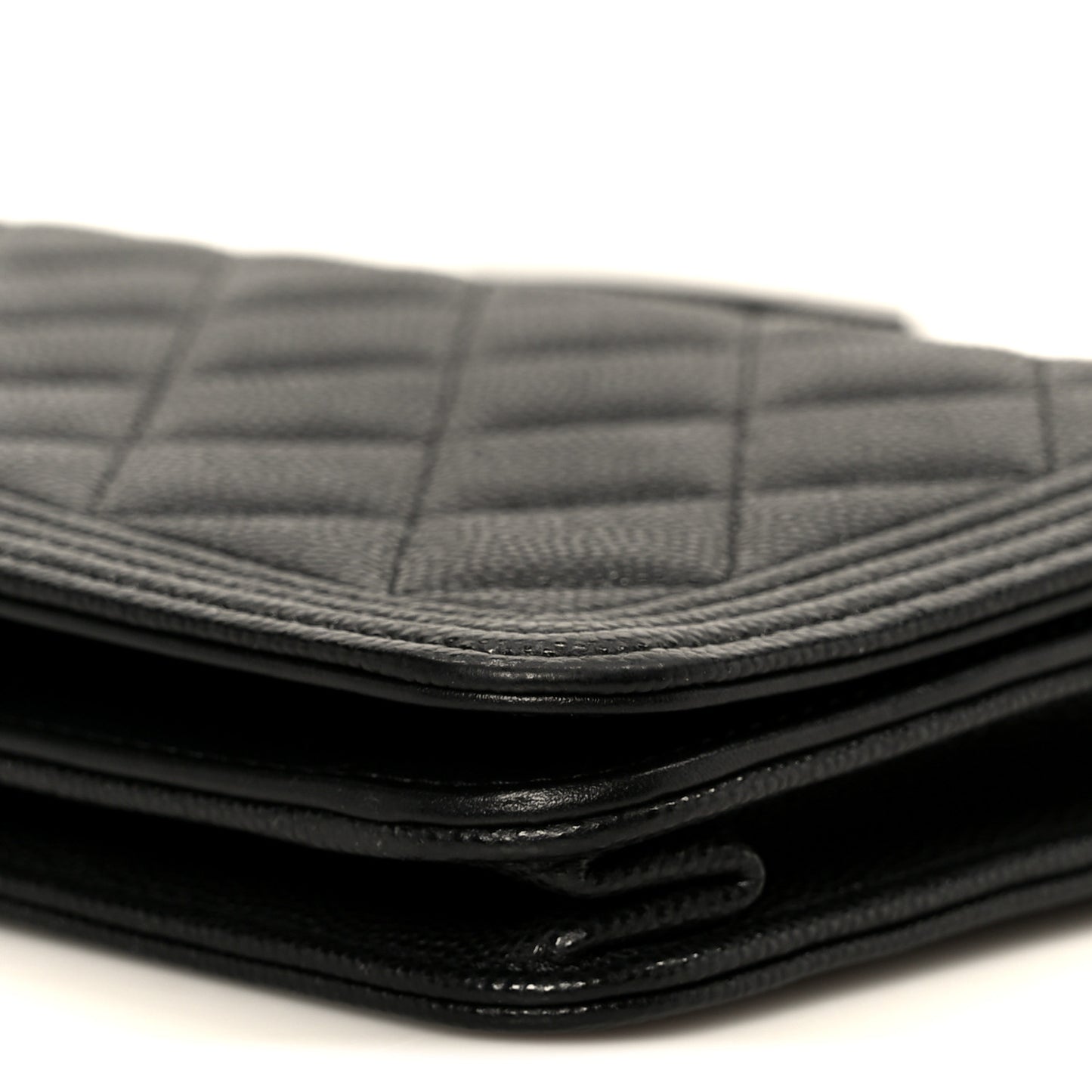 Caviar Quilted Boy Wallet On Chain WOC Black