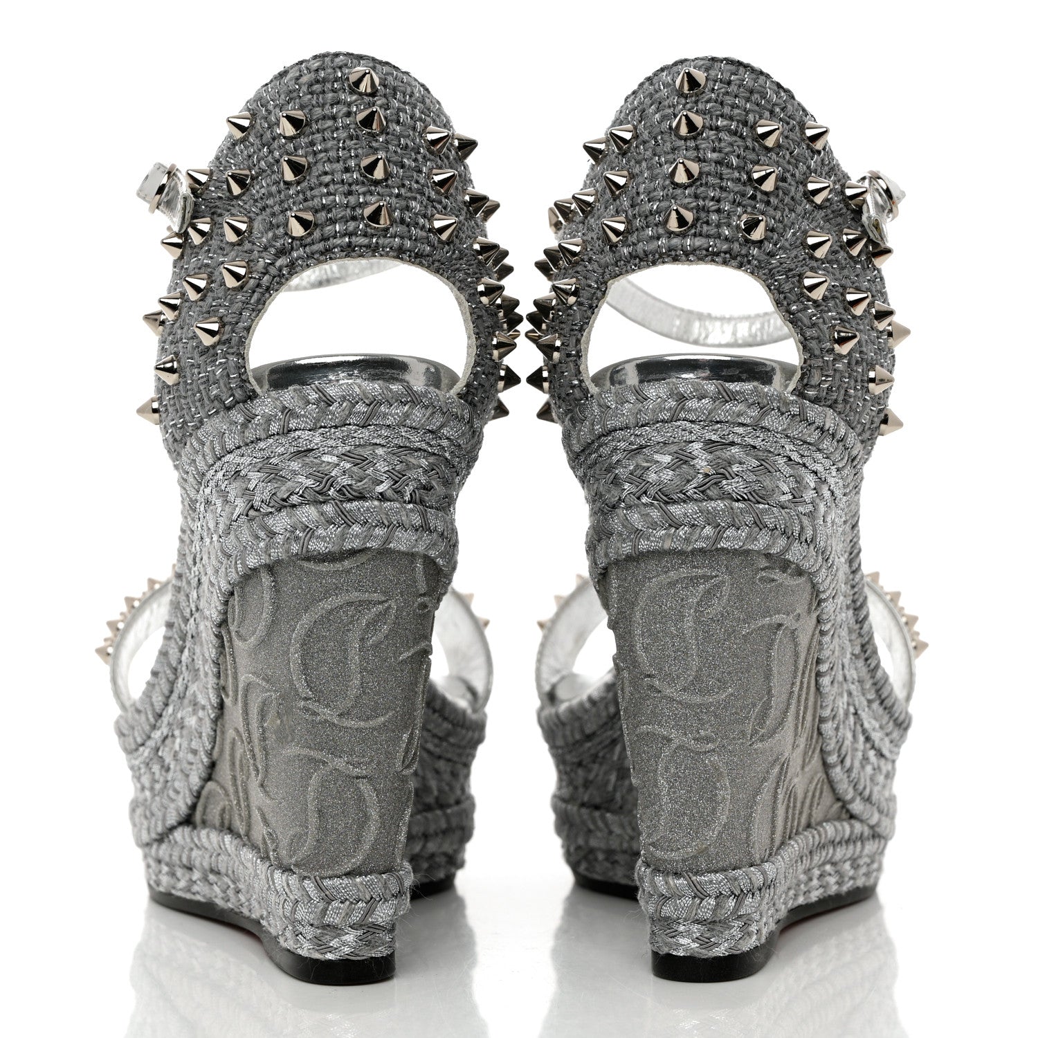 Christian Louboutin Calfskin Madmonica 120 Wedge Sandals 39 Silver 5 of 13