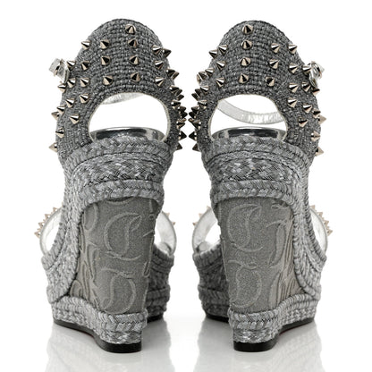 Christian Louboutin Calfskin Madmonica 120 Wedge Sandals 39 Silver 5 of 13