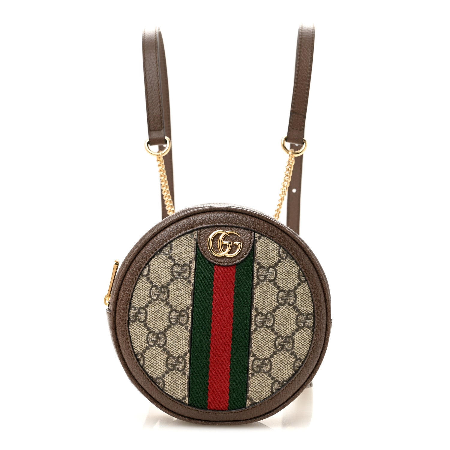 Gucci GG Supreme Monogram Web Mini Ophidia Round Backpack Brown 1 of 11