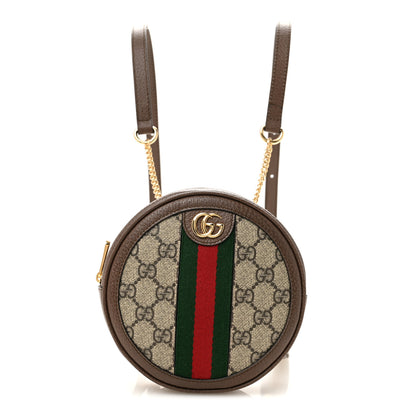 Gucci GG Supreme Monogram Web Mini Ophidia Round Backpack Brown 1 of 11