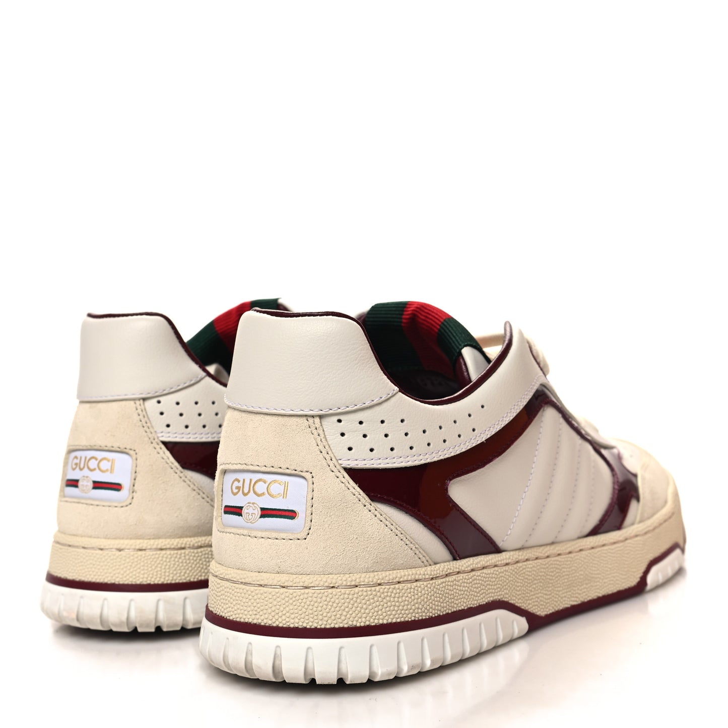 Calfskin Suede Womens Re-Web Sneakers 41 White Red