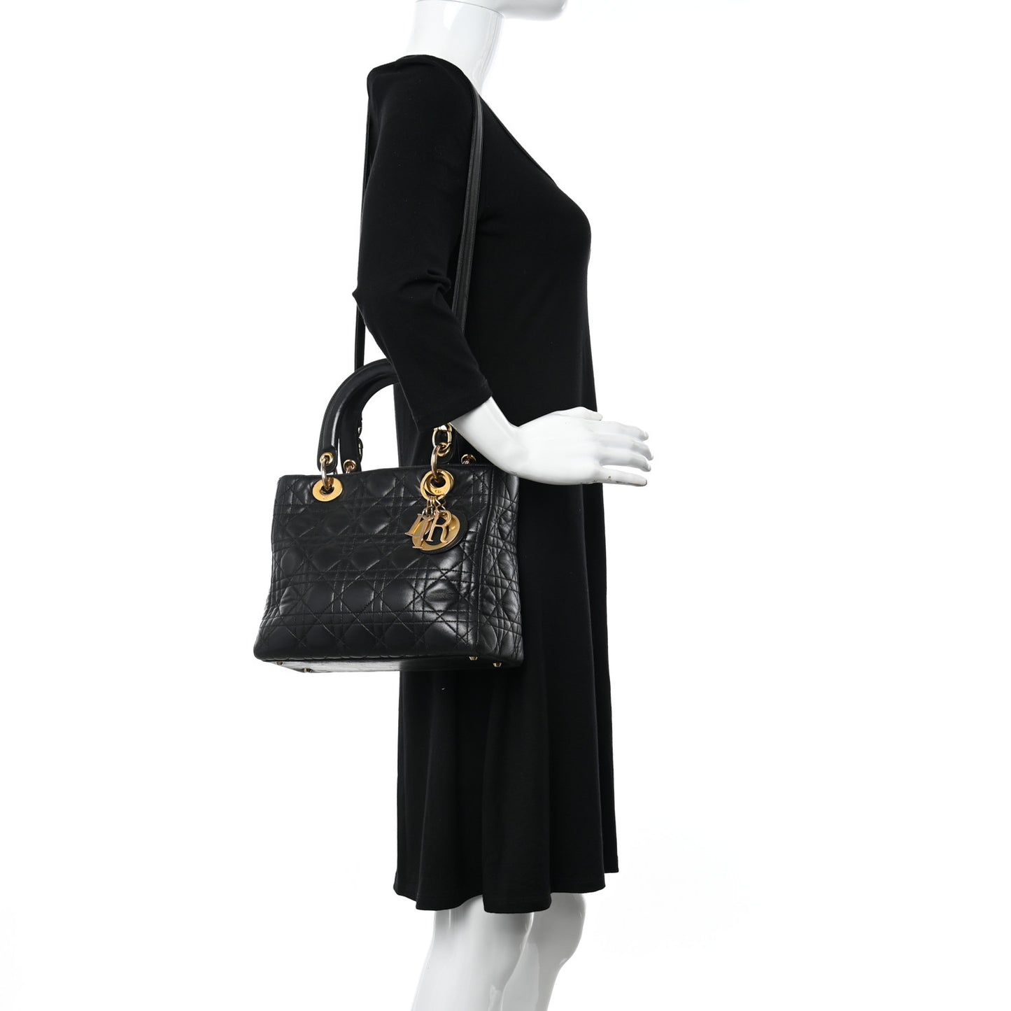 Lambskin Cannage Medium Lady Dior Black
