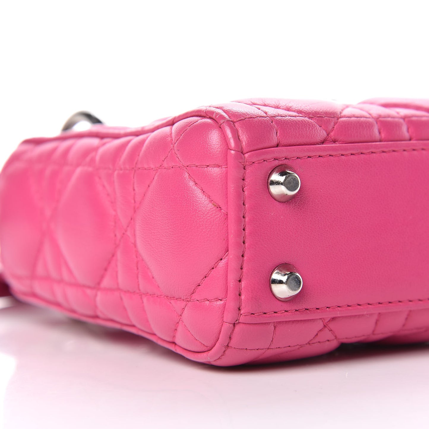 Lambskin Cannage Nano Lady Dior Fuchsia