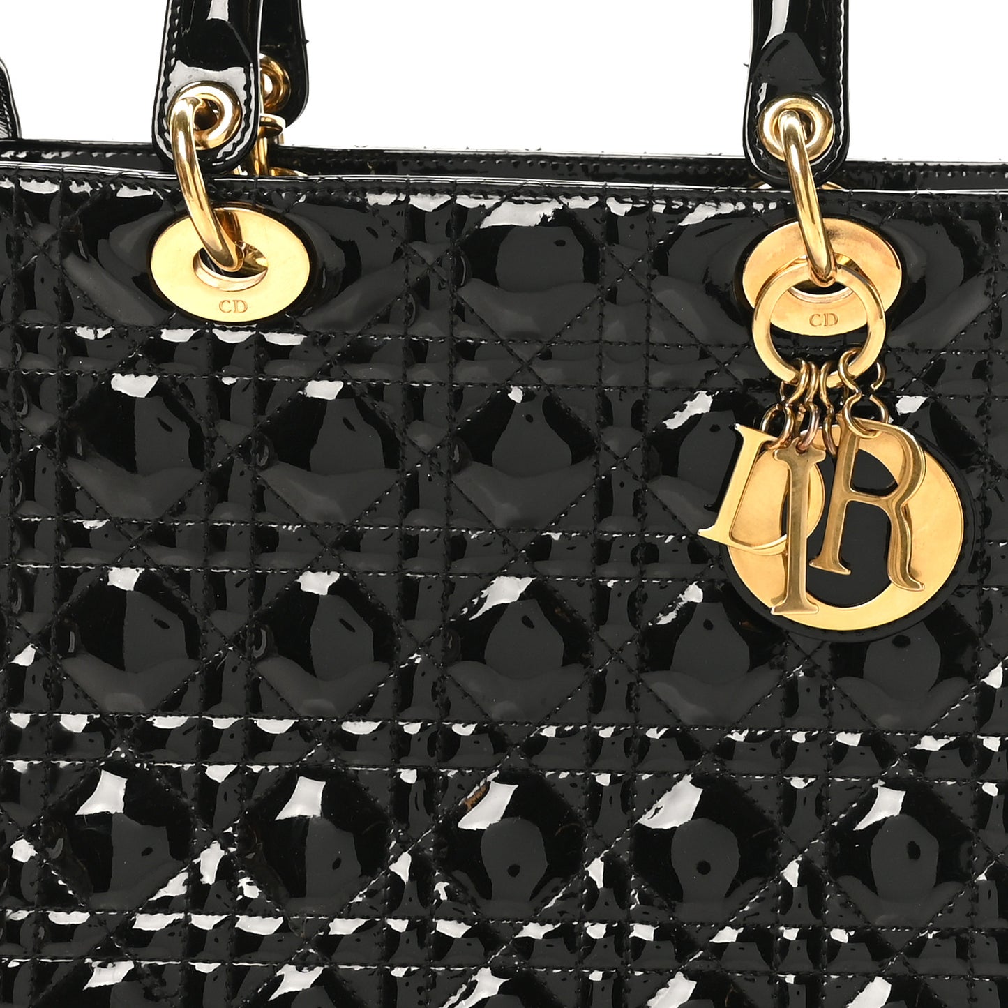 Patent Cannage Large Lady Dior Black