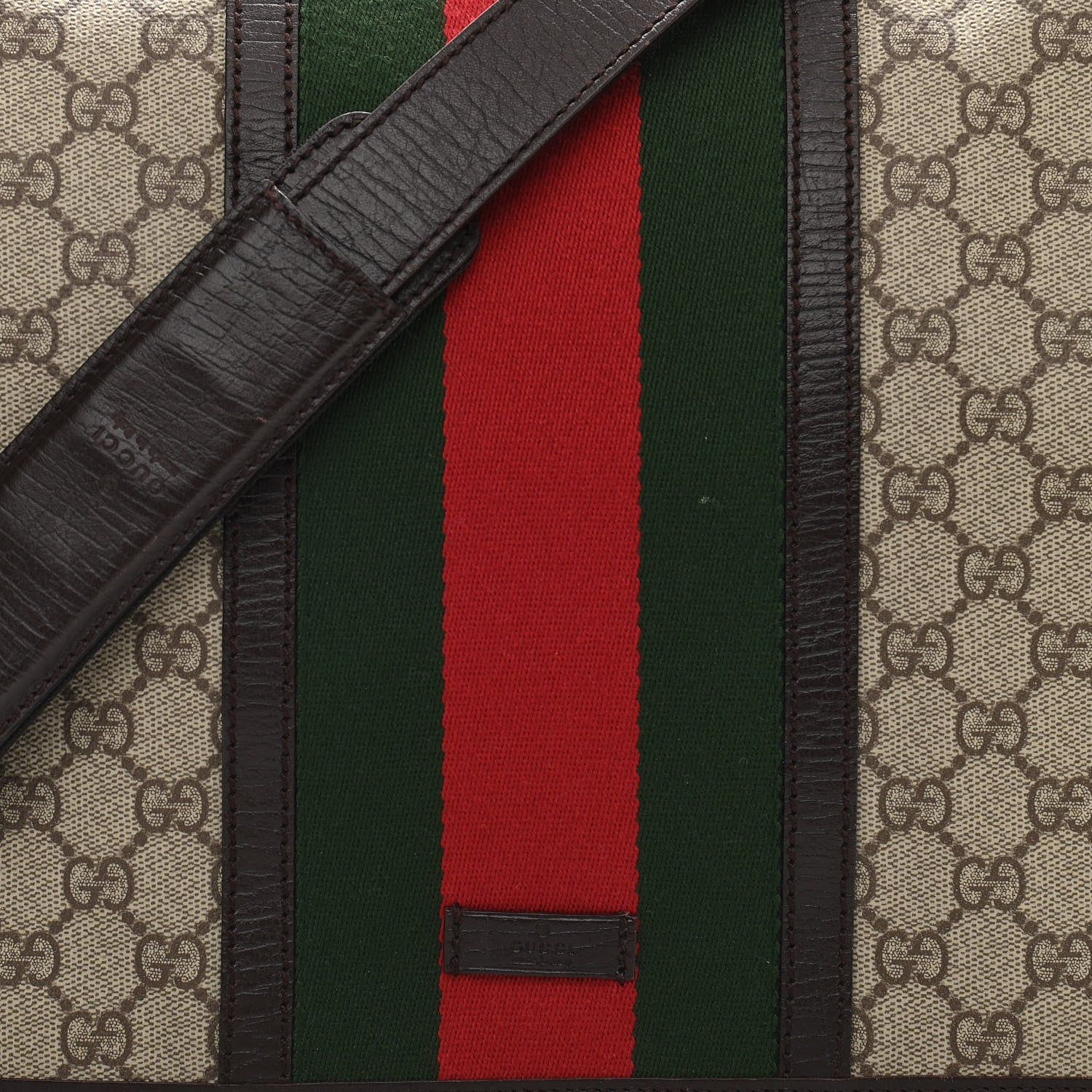 Gucci GG Plus Monogram Web Medium Flap Messenger Beige Dark Brown 8 of 11