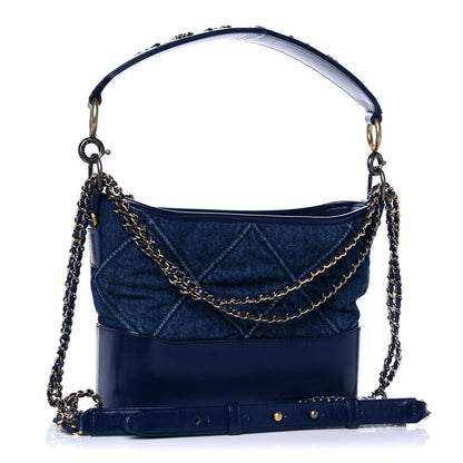 Chanel Denim Calfskin Quilted Small Gabrielle Logo Hobo Blue 3 of 12
