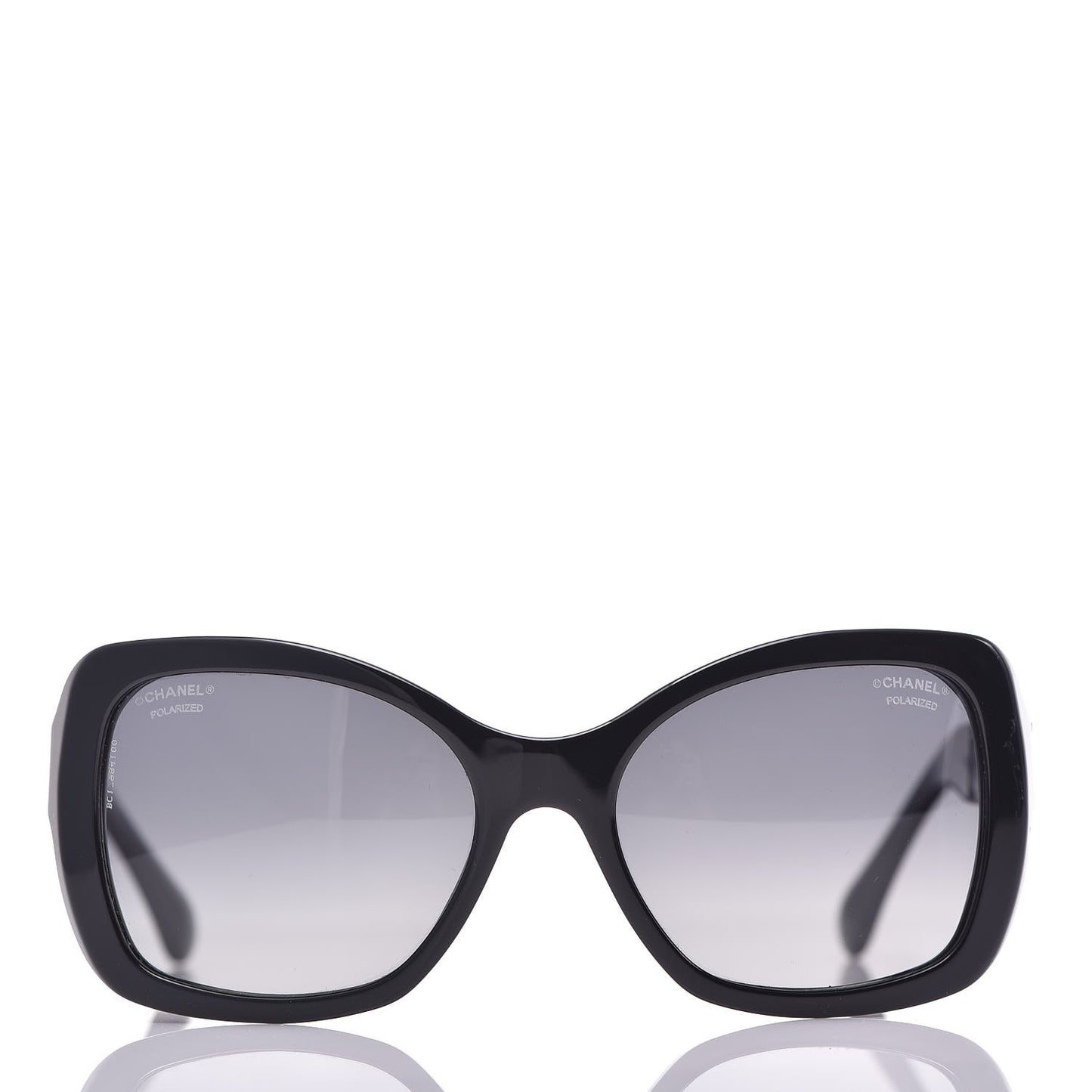Acetate Metal Polarized Chain Square Sunglasses 5305 Black