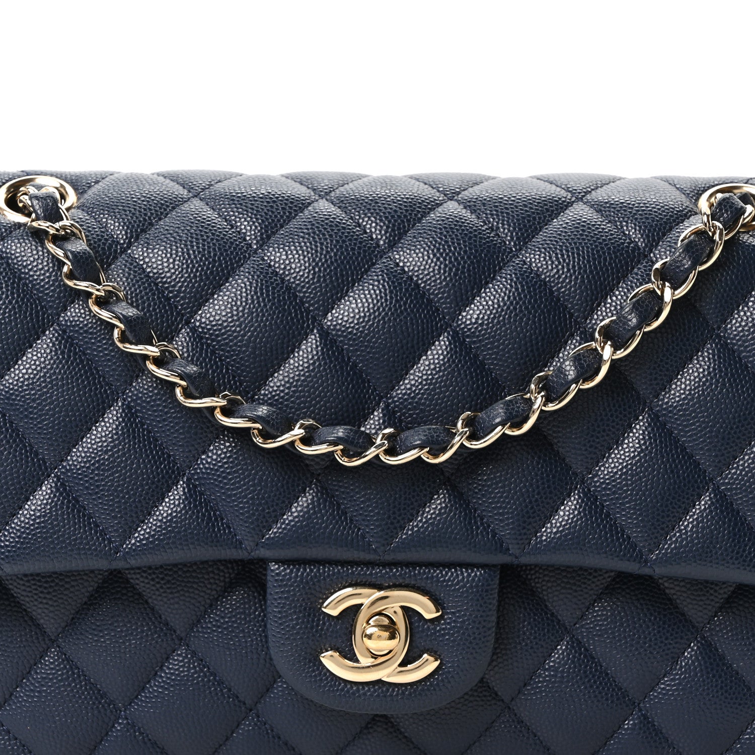 Chanel Caviar Quilted Medium Double Flap Navy 8 of 10
