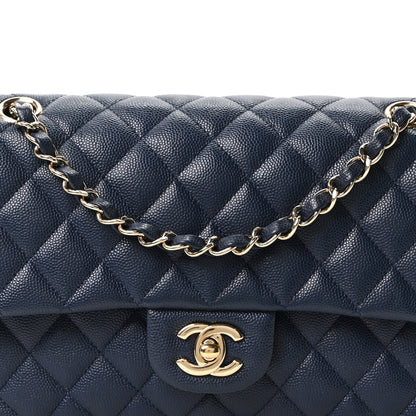 Chanel Caviar Quilted Medium Double Flap Navy 8 of 10