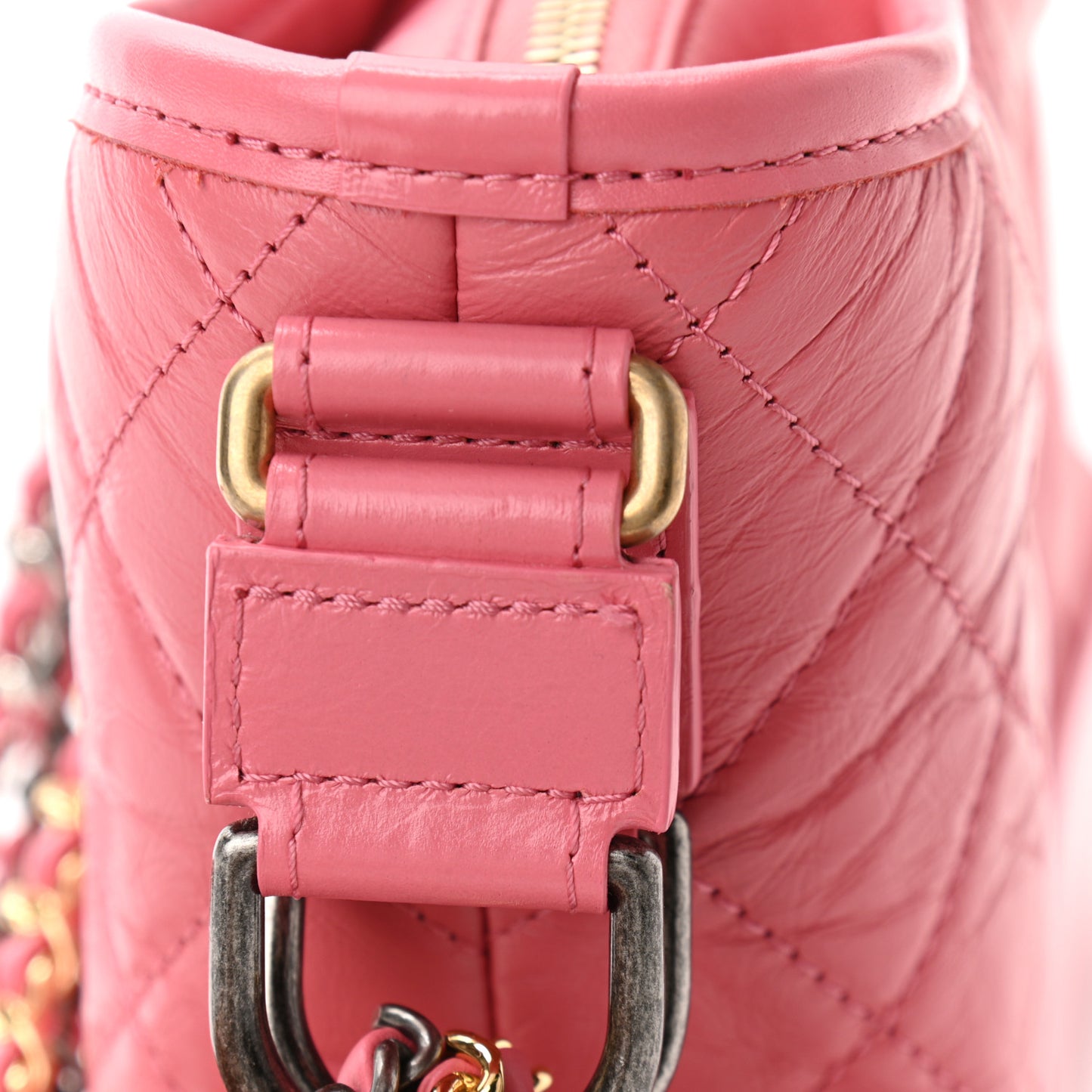 Aged Calfskin Quilted Small Gabrielle Hobo Rose