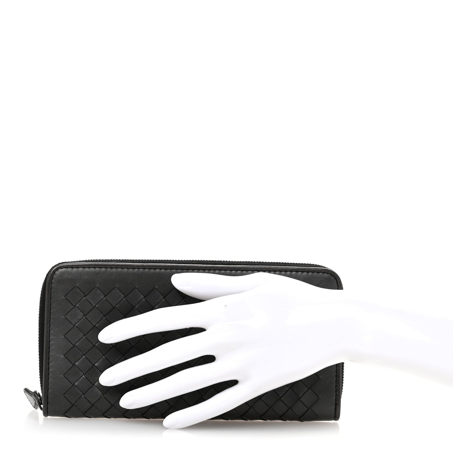 Metallic Nappa Intrecciato Zip Around Wallet Grey