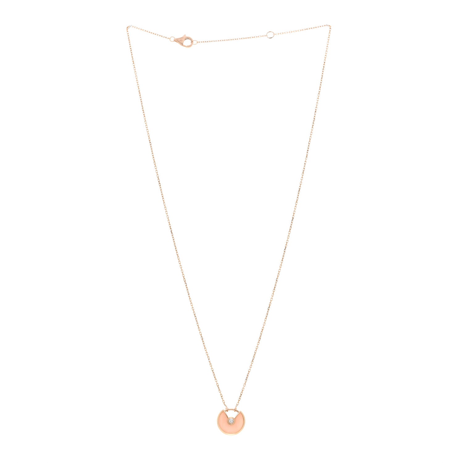 Cartier 18K Pink Gold Diamond Pink Opal XS Amulette de Cartier Pendant Necklace 3 of 4